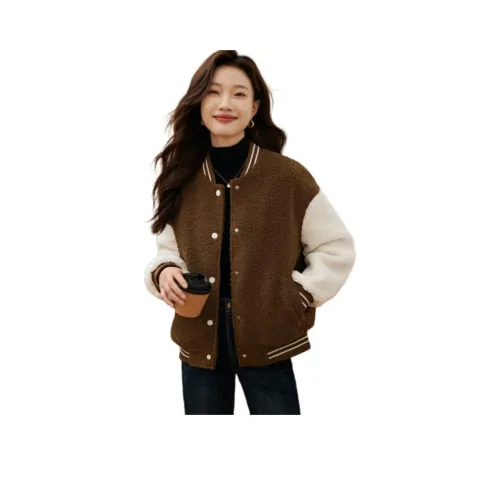 Mo Han Yi Mei Вельвет Feel Куртка Женская Темно-Кофейный
