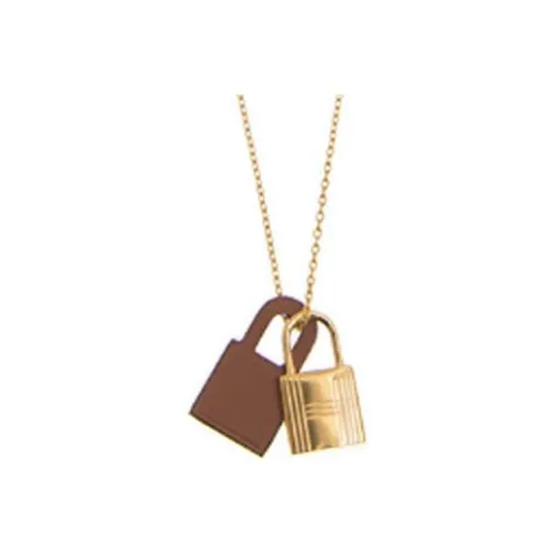 HERMES Metal Necklaces Золотой, Коричневый Женские