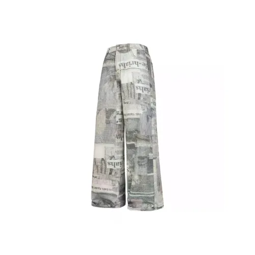 Mu Qingqing Серые Женские Джинсы