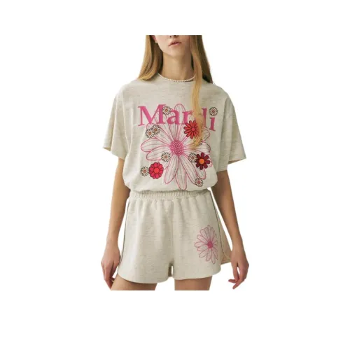 MARDI MERCREDI Blossom SS25 T-Shirt Женская Oats Pink Корейский стиль