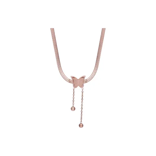 CLARKIA FLOWER Титановая сталь Ожерелья Женские Розовое золото