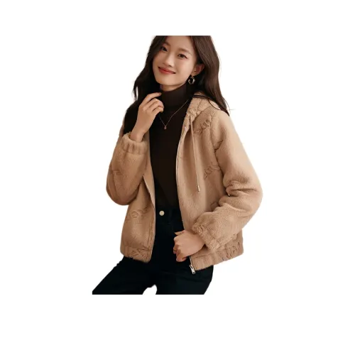 Mo Han Yi Mei Вельвет Feel Куртка Женская Абрикос