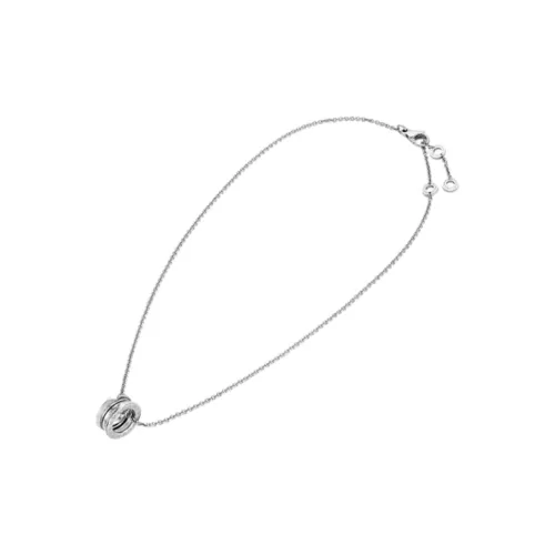 BVLGARI B.Zero1 Series 18К Белое золото с бриллиантами ожерелье Женское серебро