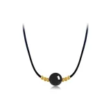 Гладкое жемчужное ожерелье (черные бусины)