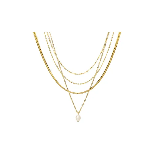 NATURALLYJOJO Титановые стальные ожерелья с пресноводным жемчугом женские золотые