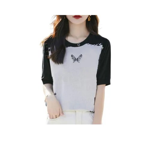 H YXIANG Классическая черная женская футболка