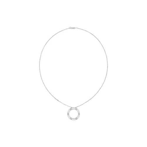 Cartier Колье LOVE, Бриллиантовое Паве Белое Золото, Бриллианты