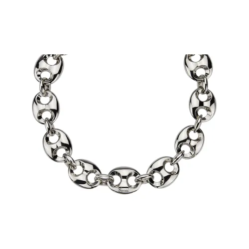 GUCCI Палладий Покрытый Металлические Ожерелья Мужской Серебряный