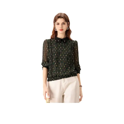 FENHONGMALI Рубашка Женская Зеленая