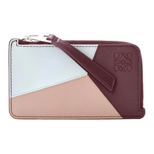 LOEWE Пазл Коровья кожа Картхолдер Женские Светло-синий Красно-коричневый Хаки