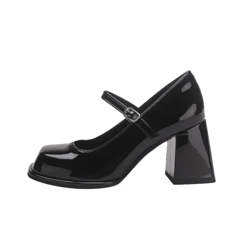 CAOT Грубый каблук Мэри Джейн Женские Туфли Черная коробка