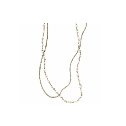 CHANEL 24K Металл Искусственный жемчуг Стразы Жемчужный Crystal Necklaces Женские Золотой