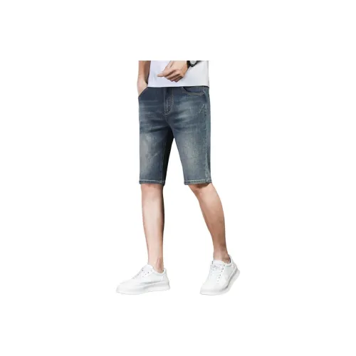 CHAORENBANG Blue Gray Men's Denim Shorts CHAORENBANG Синий Серый Мужские Джинсовые Шорты
