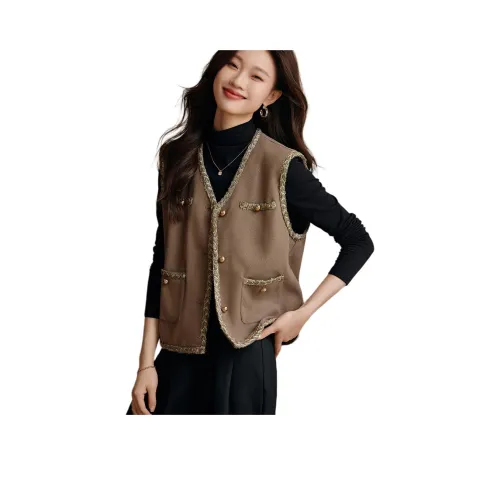 Mo Han Yi Mei Жилет Женские Светлый Кофейный Зеленый