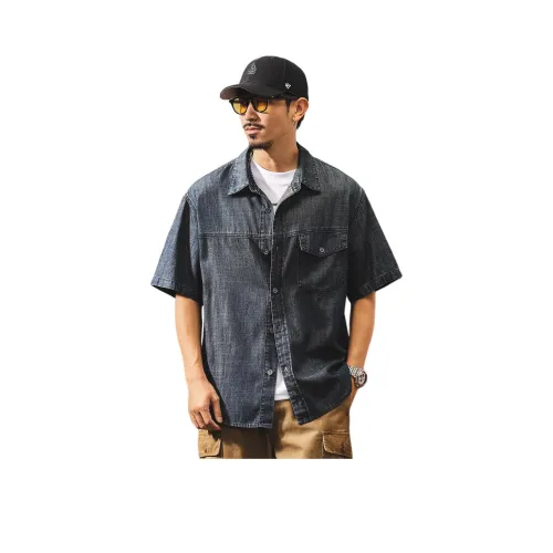 JIELEINUO Blue Men's Shirts JIELEINUO Синий Мужские Рубашки