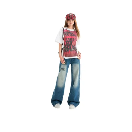 Wen Shan Синие брюки Женские Джинсы