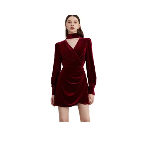 DPLAY Длинное платье с длинными рукавами женское Анкора красный