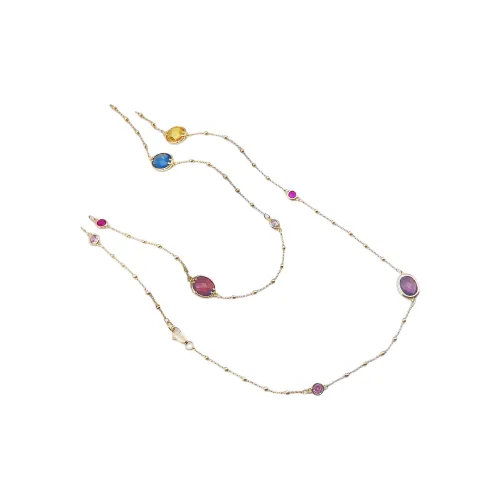 FANJI Медный Стекло Ромб Длинный Ожерелье Женские