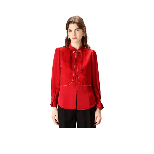 FENHONGMALI Red Женские Рубашки