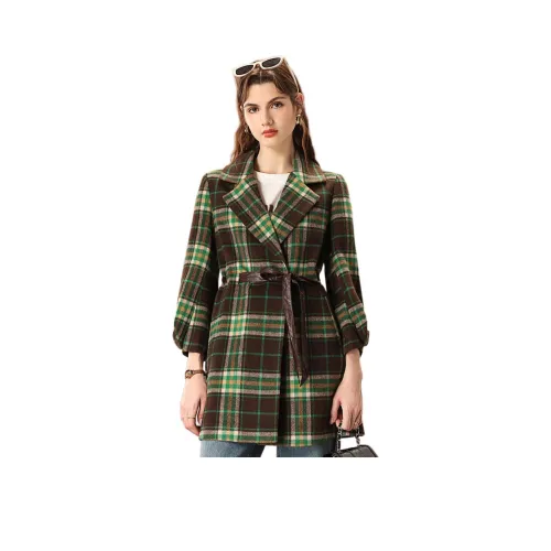 FENHONGMALI Зеленое Женское Пальто