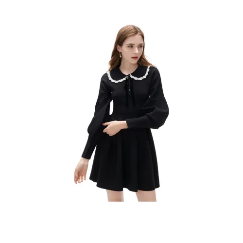 JORYAweekend Длинное платье с длинными рукавами женское черное