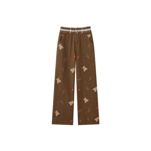 CHARM GLOW Хаки Женские Джинсы