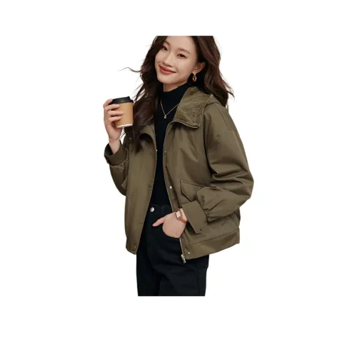 Mo Han Yi Mei PARKA Пальто Женское Зеленый Кофейный