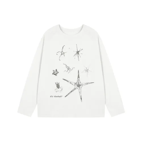 VS WHAT Рукав с оборванным плечом Мужская T-рубашка Женская