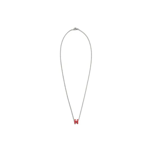 HERMES POP H Collection Металл Палладий Покрытый Ожерелья Женские Красный