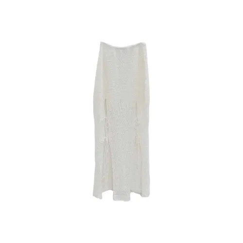 SWAYING KNIT Белый Женские Повседневные Длинные Юбки