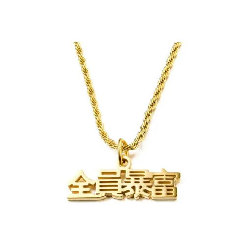 DWCP Титановая сталь Оригинальный Minority Дизайн Модный Текст Креативный Мгновенное богатство Ожерелье Унисекс