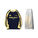 Темно-синий, синий и желтый топ + белые и серые штаны (с флисовой подкладкой)