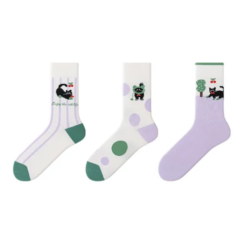 GXXX [Passion Юноша] Чесаный хлопок Модные носки Combo Set 3 шт Унисекс MID Носки до икры