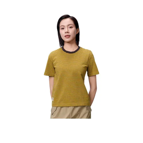 OUTDOOR PRODUCTS T-Рубашка Женская Золотисто-Коричневый Пальма Коричневый Серый Полоска