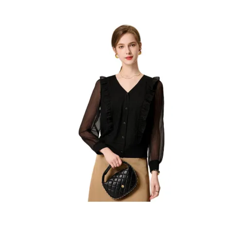 FENHONGMALI Рубашка Женская Черная