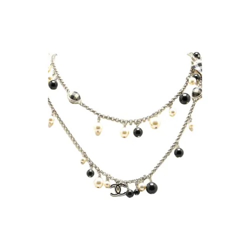 CHANEL Украшение Серебряное Искусственный Жемчуг Смола Ожерелье Женское Серебряное