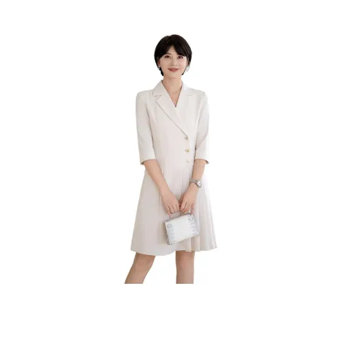 ONE SHALLOW Длинное платье с длинными рукавами женское экрю