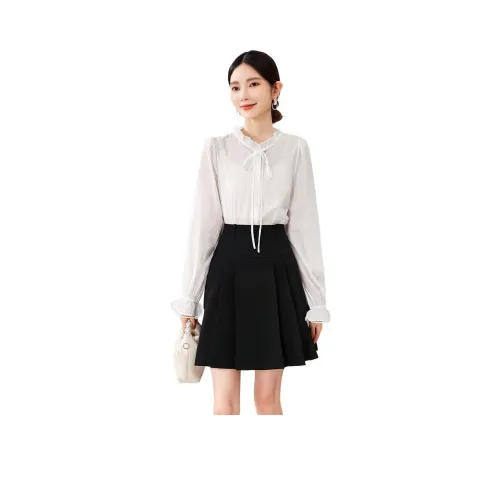 IVENI Комплект с юбкой Женская Белая Юбка Топ и Черный Низ