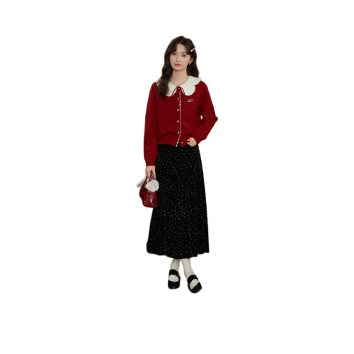 ALXNAN Свитер Женский Бордовый