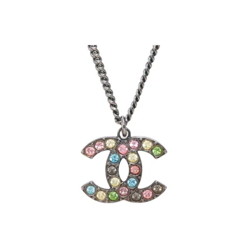 CHANEL CC Rhinestone Серебряное покрытие Ожерелье Women's Silver