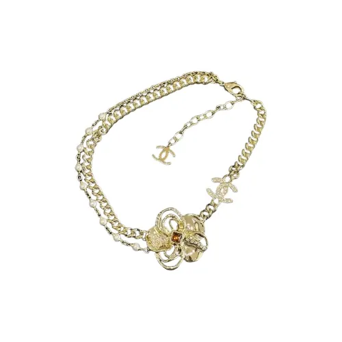 CHANEL Double C Кристальные ожерелья Женские Золото