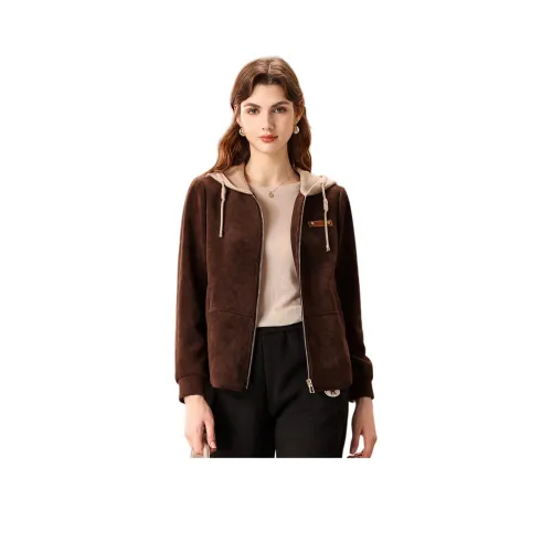 FENHONGMALI Свитер Женские Кофе