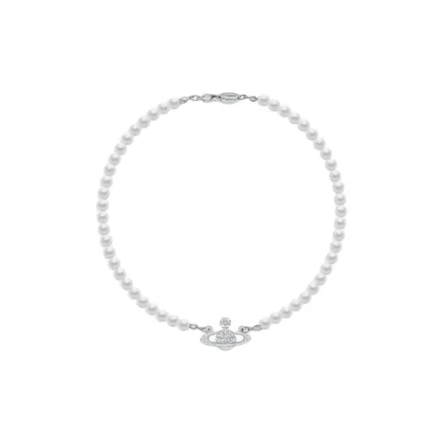 Вивьен Вествуд Искусственная жемчужина Стразы Кристальные ожерелья Женское серебро