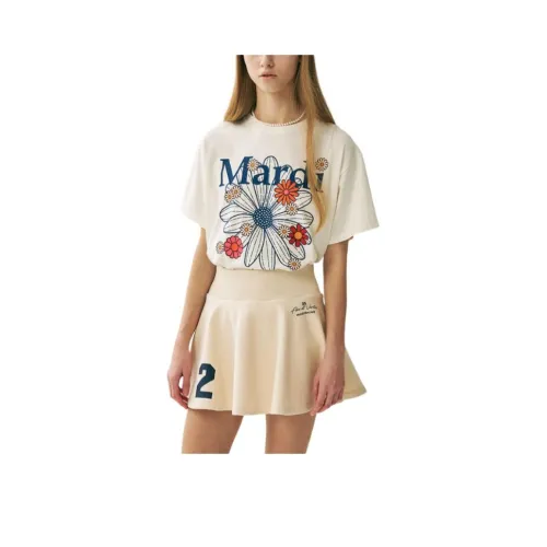 MARDI MERCREDI Blossom SS25 T-Shirt Женская Кремовый Год Синий Корейский стиль