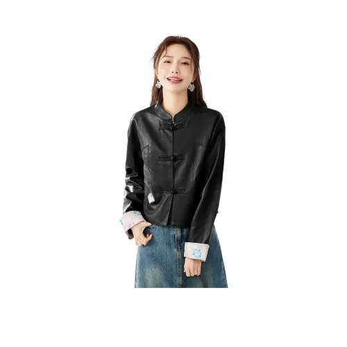 TERRE BLEUE Кожа Куртка Женская Черная