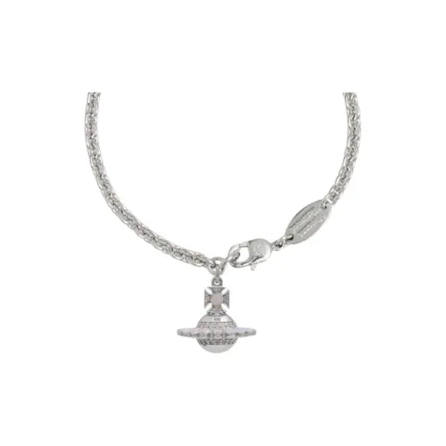 Vivienne Westwood CUBIC Циркон 3D-эффект Saturn Подвеска Дизайн Браслет Унисекс Серебряный Молочный Розовый