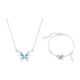 Сине-белая бабочка, цепочка на ключицу