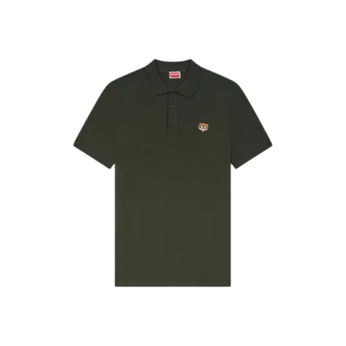 KENZO Темный хаки Мужская рубашка поло