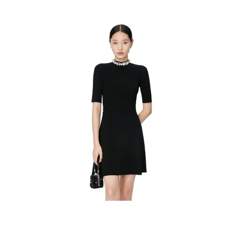 Caroline Короткий рукав Платье Женское Черное