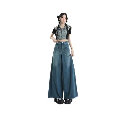 SONGS ALONG Винтажные синие женские джинсы